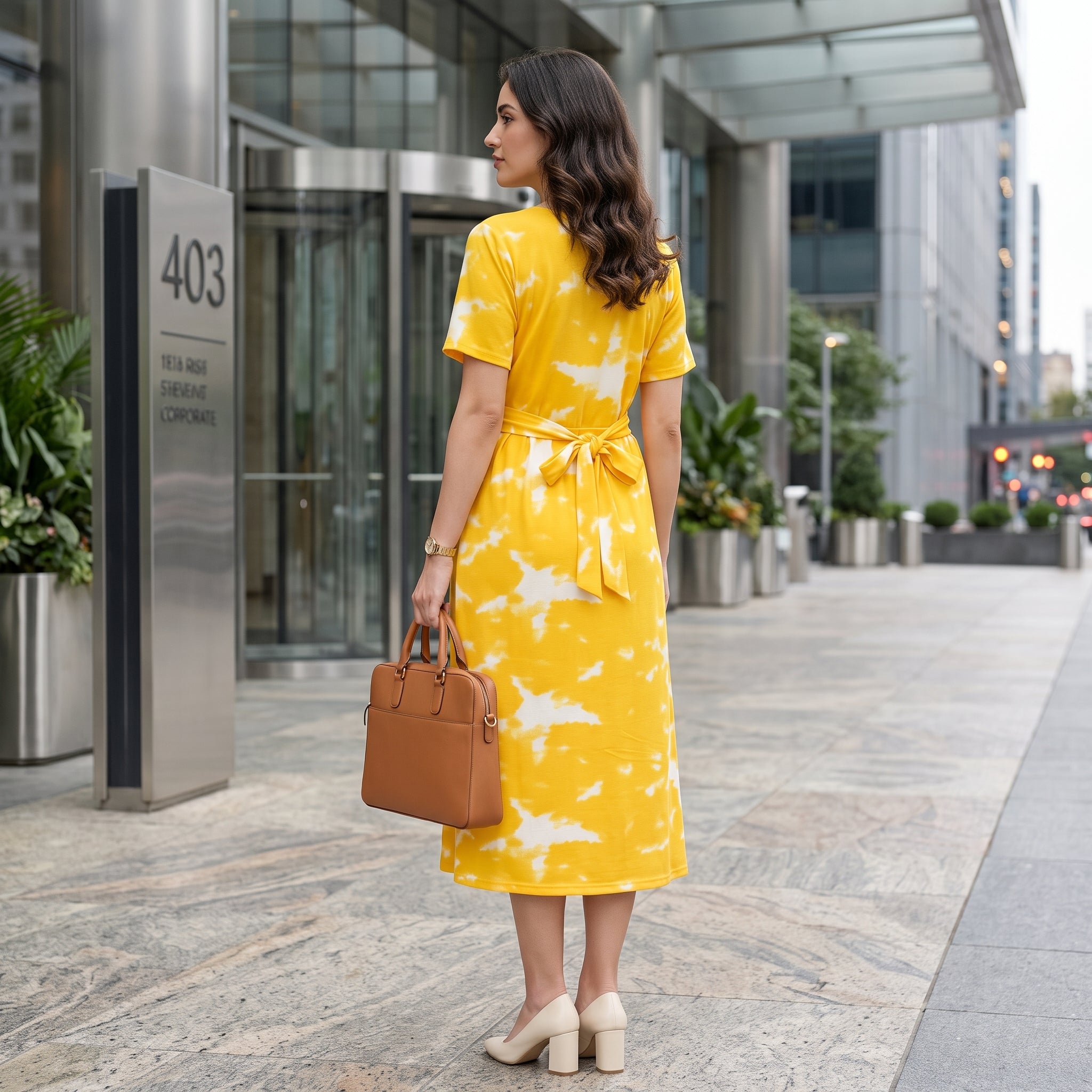 Yellow Tie-Dye Unicorn Print Maternity Maxi Dress – Casual Pregnancy Wear, Round Neck, Short Sleeves